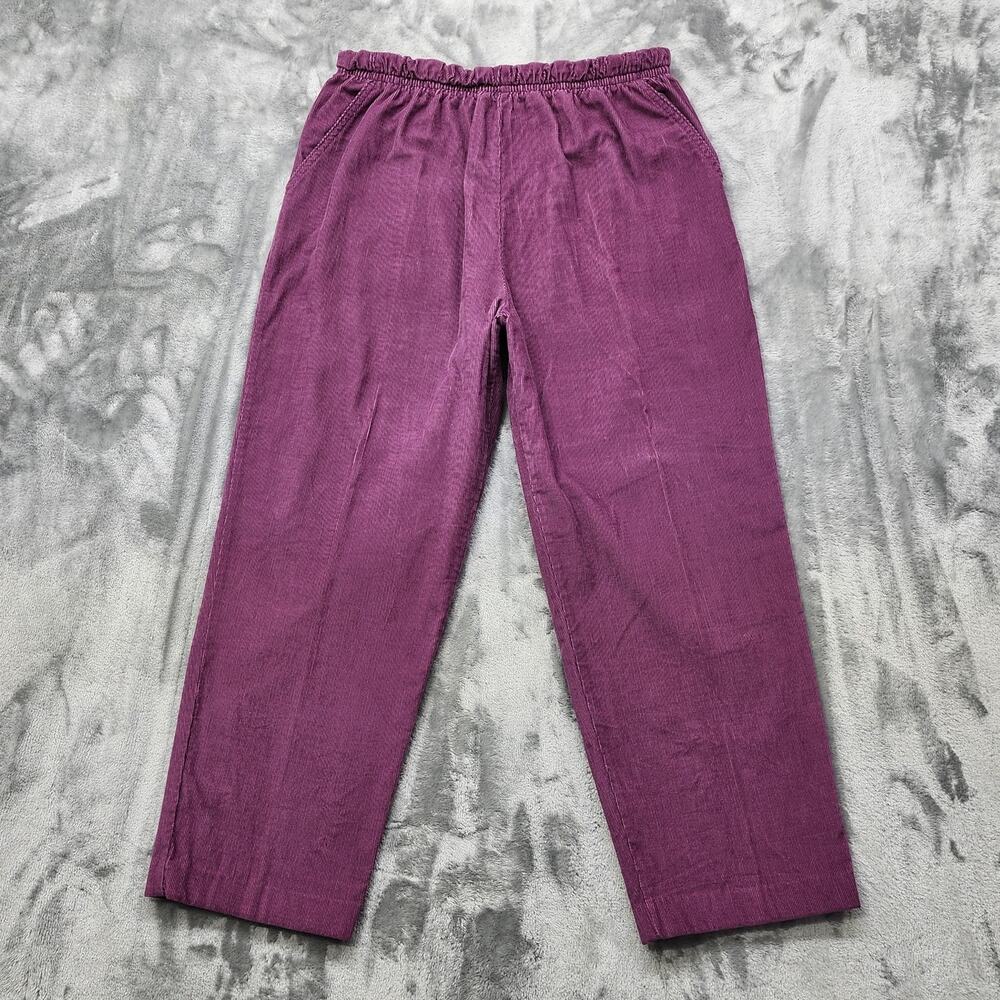 Vintage Haband Pants Womens‎ 16P Purple Stretch Corduroy Pull On Tapered Ankle